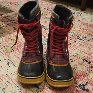 Sorel Waterproof Purple Canvas Boots